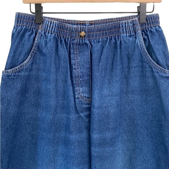 Blair Tapestry Hem Pull On High Waist Crop Jean Relaxed Fit Straight Tapered Leg - Picture 2 of 16